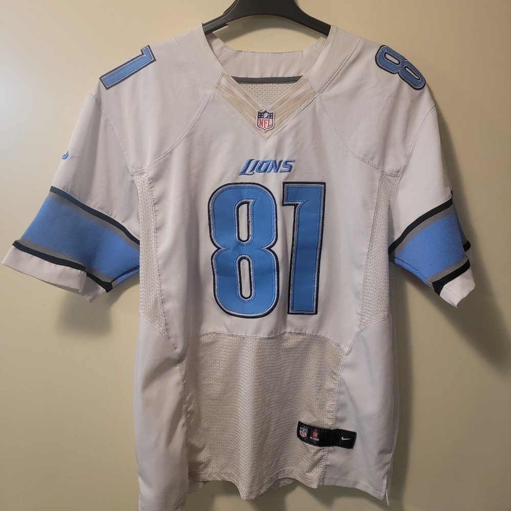 Calvin Johnson Detroit Lions Nike Elite On Field Official Game White Jersey  52